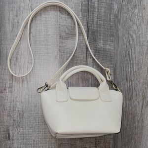 Joy Susan Crossbody Bag Vegan Pebbled Leather Purse / Carry Strap Bone/ Beige